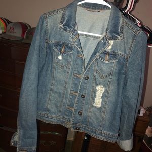 Distressed denim jacket